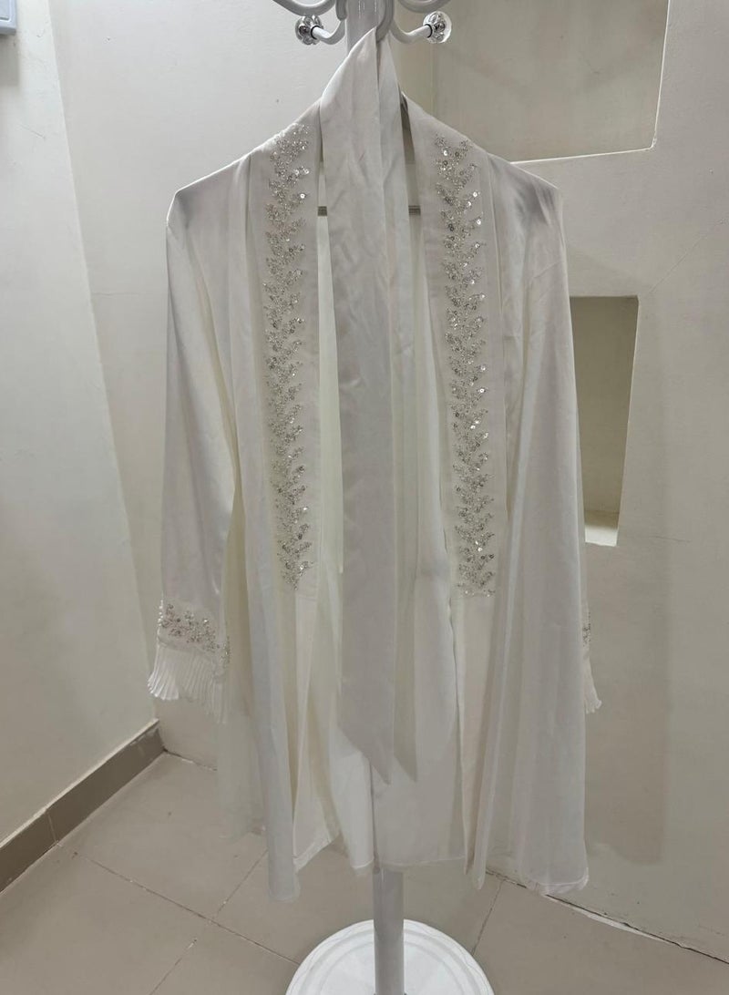 Brides Taffeta makeup robe, one piece, off-white - Image 3