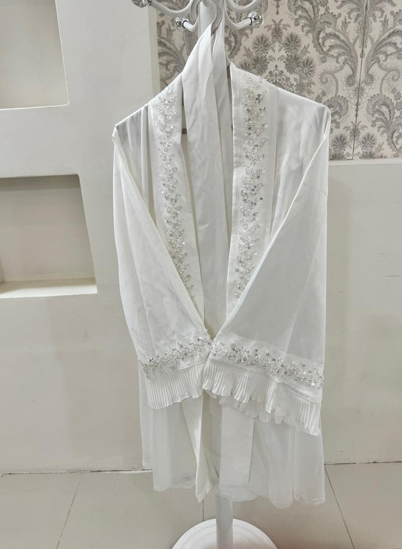 Brides Taffeta makeup robe, one piece, off-white - Image 1