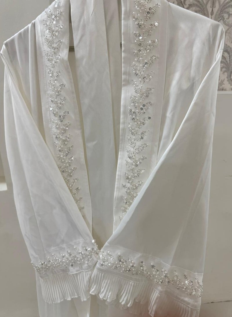 Brides Taffeta makeup robe, one piece, off-white - Image 2