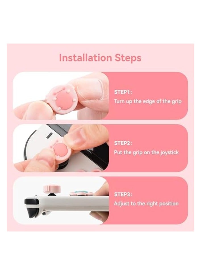 بروماس مجموعة أغطية أزرار متقاطعة من السيليكون على شكل D-Pad غطاء عصا التحكم - ملصق أزرار مفاتيح ABXY متوافق مع وحدة تحكم ألعاب Switch/OLED - Frog & Axolotl - Image 5