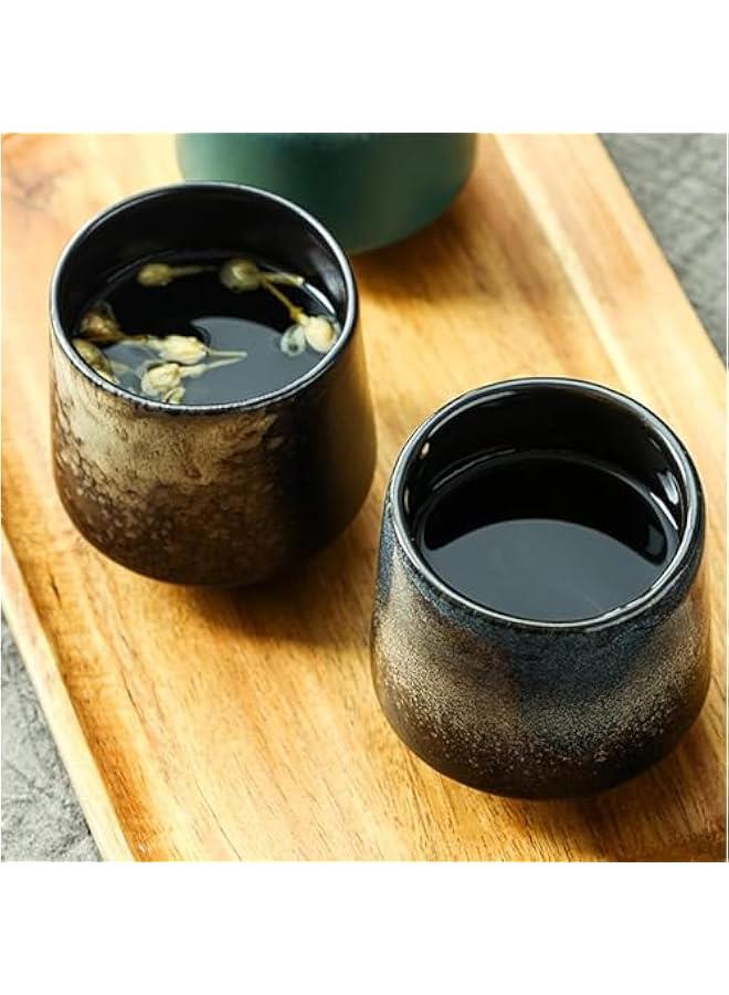 HOOKOR 4 Pcs Ceramic Tea Cup Set,220 ml coffee cup, kung fu tea set,Ceramics Coffee Mug Teacup Loose Leaf Tea Brewing System for Home Office,Multicolour Gift Box - Image 3