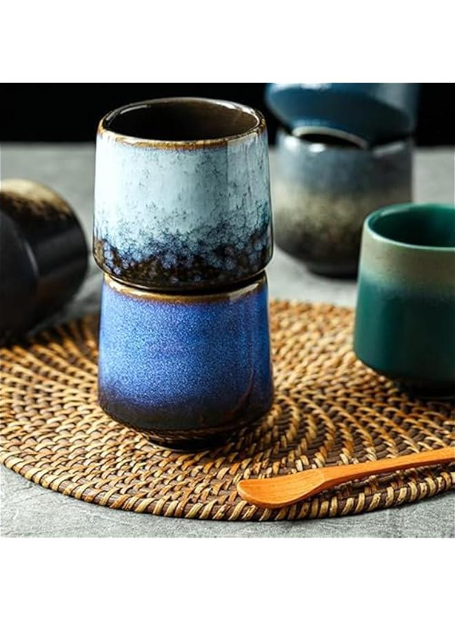 HOOKOR 4 Pcs Ceramic Tea Cup Set,220 ml coffee cup, kung fu tea set,Ceramics Coffee Mug Teacup Loose Leaf Tea Brewing System for Home Office,Multicolour Gift Box - Image 5