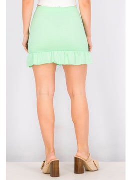 Bershka Women Ruched Mini Skirt, Lime Green  - Image 2