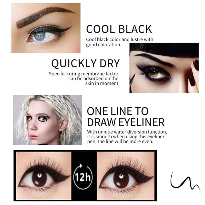 DNM Cat Eye Makeup Waterproof Neon Colorful Liquid Eyeliner Pen Make Up Comestics Long-lasting Black Eye Liner Pencil Makeup Tools (pink) 1 - Image 2