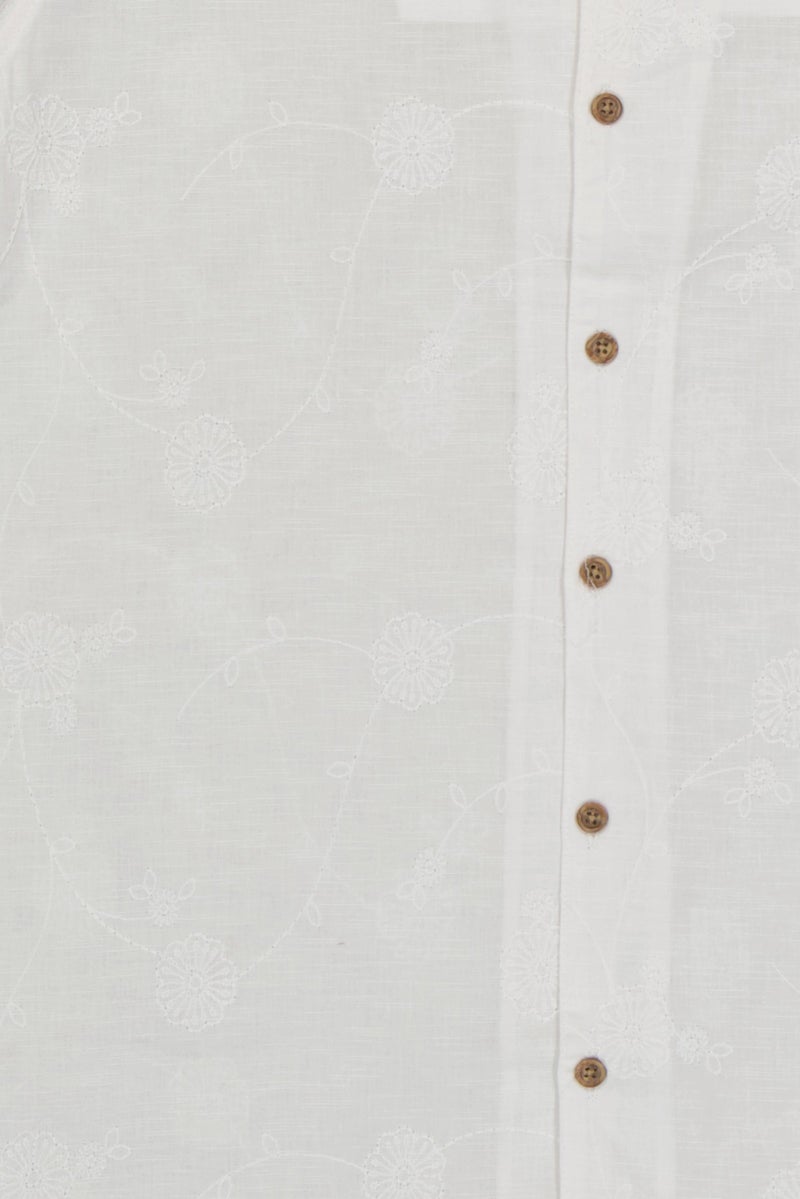 Threadbare Men Regular Fit Short Sleeve Embroidered Casual Shirt, White - Image 2