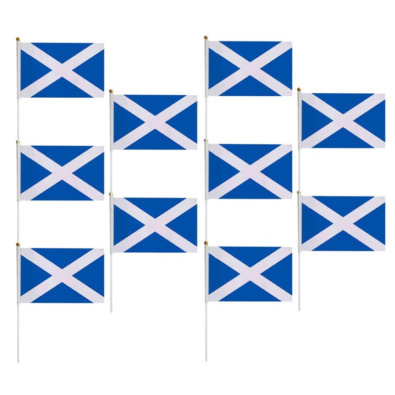 Scottish Hand Held Stick Flags 10pcs 14x21cm For Sports Fans Party Decorations - Image 2
