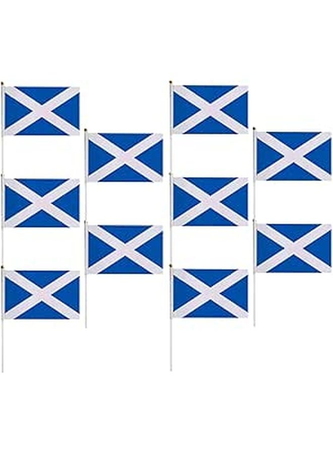 Scottish Hand Held Stick Flags 10pcs 14x21cm For Sports Fans Party Decorations - Image 1