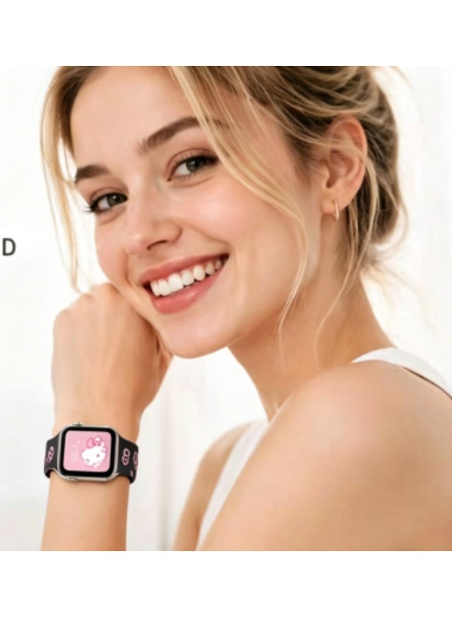 Cute Cat Engraved Band Compatible with Apple Watch Bands for Women 40/38/41/42/46/45/44/49mm, Funny Cartoon Pattern Soft Silicone Sport Strap for iWatch Series 11 10 9 8 7 6 5 4 SE/Ultra 3 2 1 - Image 5