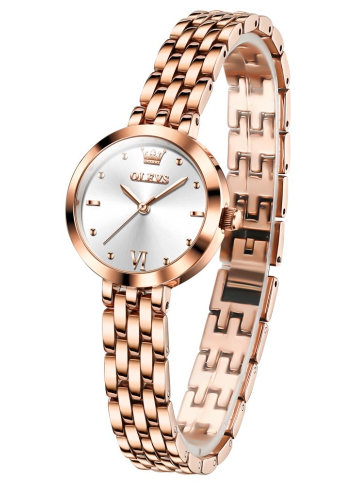 أوليفز ساعات نسائية أنيقة باللون الذهبي الوردي، ساعة كوارتز بسيطة مقاومة للماء من الفولاذ المقاوم للصدأ - Image 2