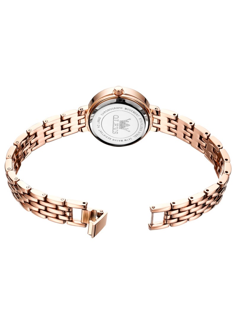 أوليفز ساعات نسائية أنيقة باللون الذهبي الوردي، ساعة كوارتز بسيطة مقاومة للماء من الفولاذ المقاوم للصدأ - Image 3