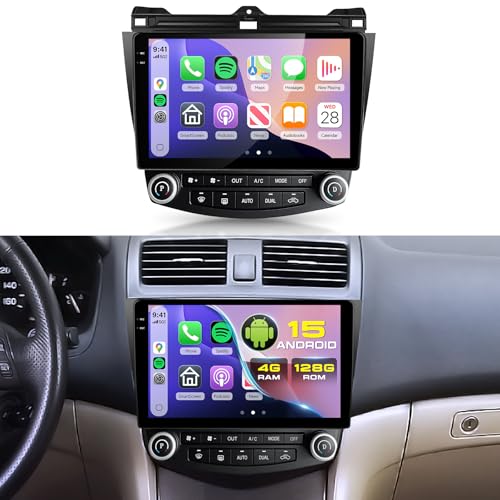 Podofo Android 154G128G for Honda Accord 7th 20032007 Android Car Radio Stereo with Wireless CarplayAndroid Auto 101 Touchscreen WiFi GPS Navigation Backup Camera DSP Bluetooth FMRDS SWC - Image 1