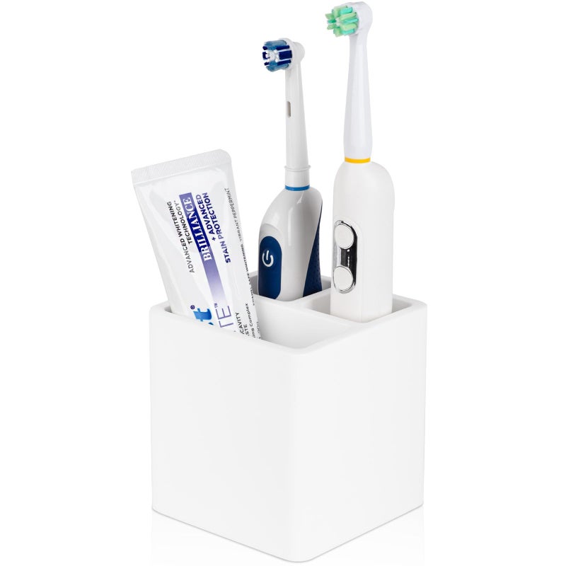 Heagoale Diatomite Toothbrush Holders For Bathrooms  Electric Toothbrush And Toothpaste Holder 3 Slots Tooth Brush Organizer For Bathroom Countertop  Shower  Vanity - White - Image 1