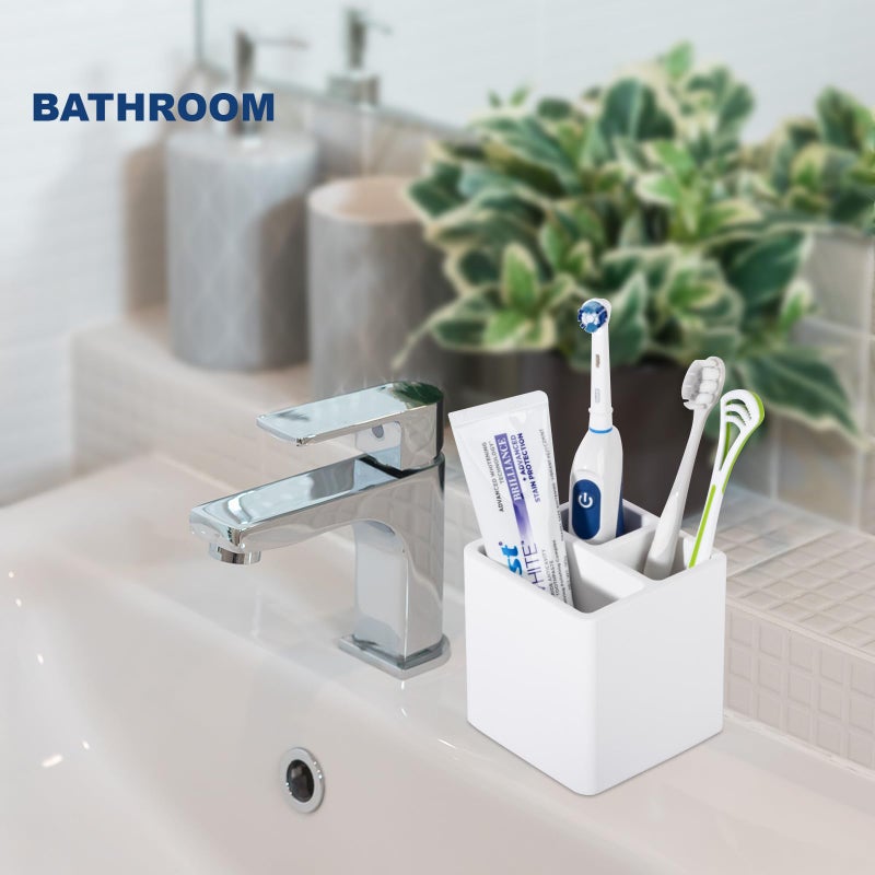 Heagoale Diatomite Toothbrush Holders For Bathrooms  Electric Toothbrush And Toothpaste Holder 3 Slots Tooth Brush Organizer For Bathroom Countertop  Shower  Vanity - White - Image 2