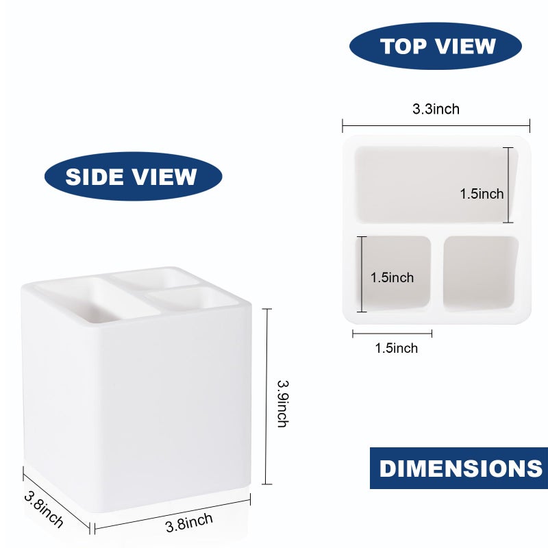 Heagoale Diatomite Toothbrush Holders For Bathrooms  Electric Toothbrush And Toothpaste Holder 3 Slots Tooth Brush Organizer For Bathroom Countertop  Shower  Vanity - White - Image 5