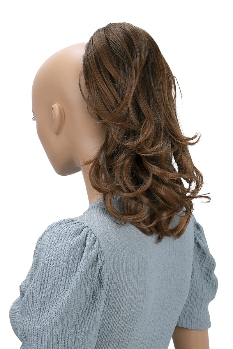CAISHA 14 Wavy Clip On Ponytail With Butterfly Clip Hairpiece Heatresistant Synthetic Fibres Brown Mix H97