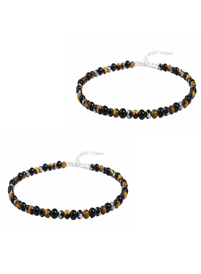 YiCan 1 - Pair Anklet Combo for Women - Trendy Dhan Yog, Rose Quartz, Evil Eye, triple protection Payal Set | Stylish Dailywear & Ethnic Anklets | Traditional Foot Jewelry for Girls & Ladies Anklet for Women, Single | Gifts for Women & Girls (triple protection) - Image 1