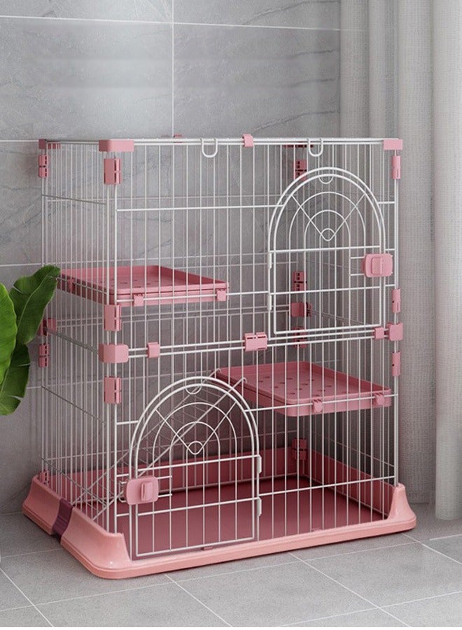 شور قفص للقطط مكون من 3 طبقات، قفص لعب للحيوانات الأليفة، مقاس 76x50.5x89 سم، وردي - Image 1