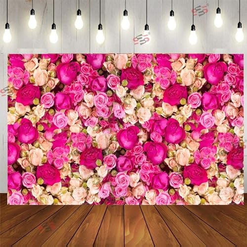 S2S Stylish Rose Flowers Wedding Backdrop Cloth | for All Festivals/House Hold Functions/Ceremonies Banana Leaf Design | 5 Feet Height * 8 Feet Width Rose Flower - Image 1