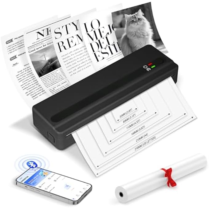 PORTABLE WIRELESS THERMAL PRINTER BLUETOOTH A4/A5 SMALL HOME PRINTERS MOBILE PRINTER COMPATIBLE WITH ANDROID AND IOS PHONE AND LAPTOP FOR TRAVEL - Image 1