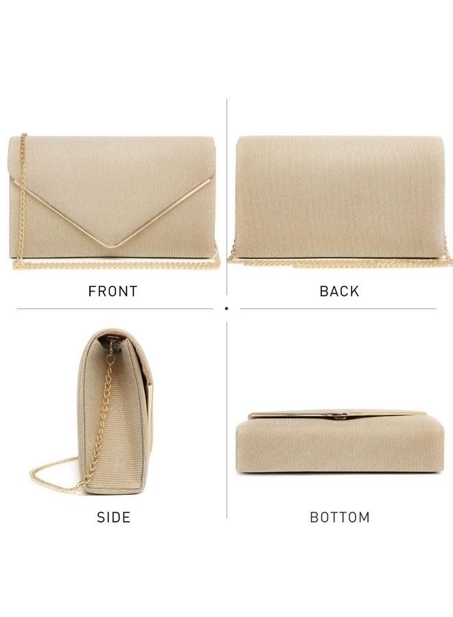 DASEIN Women Glistening Clutches Handbags Evening Bags Wedding Purses Cocktail Prom Party Clutches (Champagne) - Image 3
