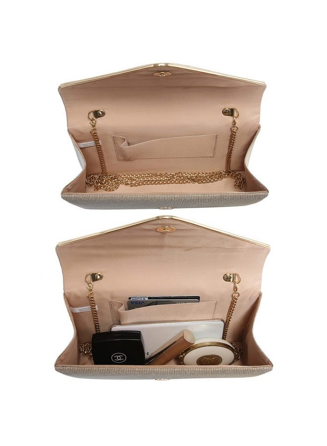 DASEIN Women Glistening Clutches Handbags Evening Bags Wedding Purses Cocktail Prom Party Clutches (Champagne) - Image 5