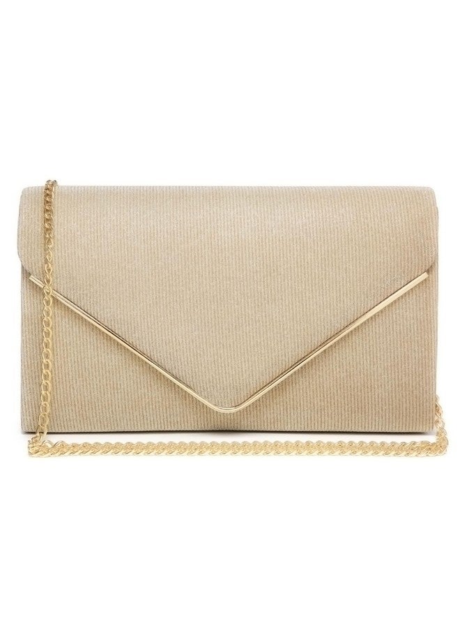 DASEIN Women Glistening Clutches Handbags Evening Bags Wedding Purses Cocktail Prom Party Clutches (Champagne) - Image 1