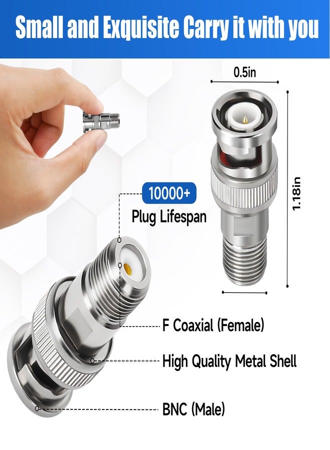 Togconn F to BNC Connector 2 Pack, BNC Male to F-Plug Female Coax Adapter Connector 75 Ohm, Coaxial Coax RG6, RG59 Adapter Coupler for CCTV Camera - Image 2
