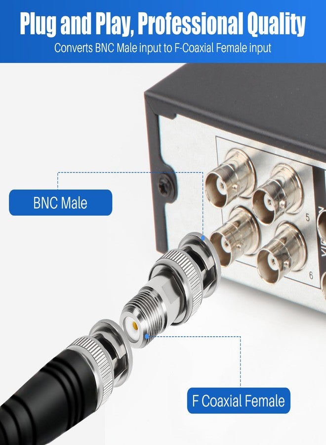 Togconn F to BNC Connector 2 Pack, BNC Male to F-Plug Female Coax Adapter Connector 75 Ohm, Coaxial Coax RG6, RG59 Adapter Coupler for CCTV Camera - Image 3
