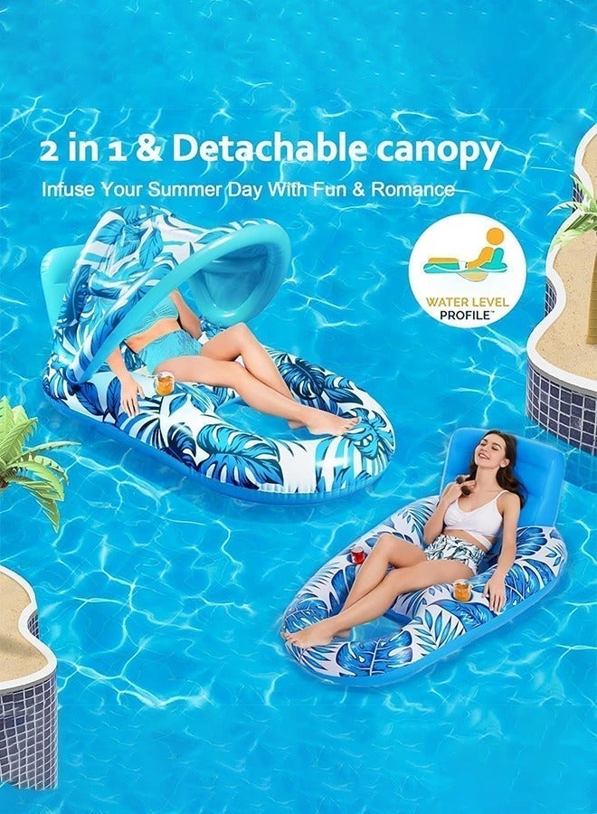 Adventure Lab Inflatable Pool Lounger with Sunshade & Cup Holder – Large Floating Pool Chair for Adults & Kids, Tropical Inflatable Pool Float Raft for Swimming Pool, Beach & Summer Water Party - Image 5