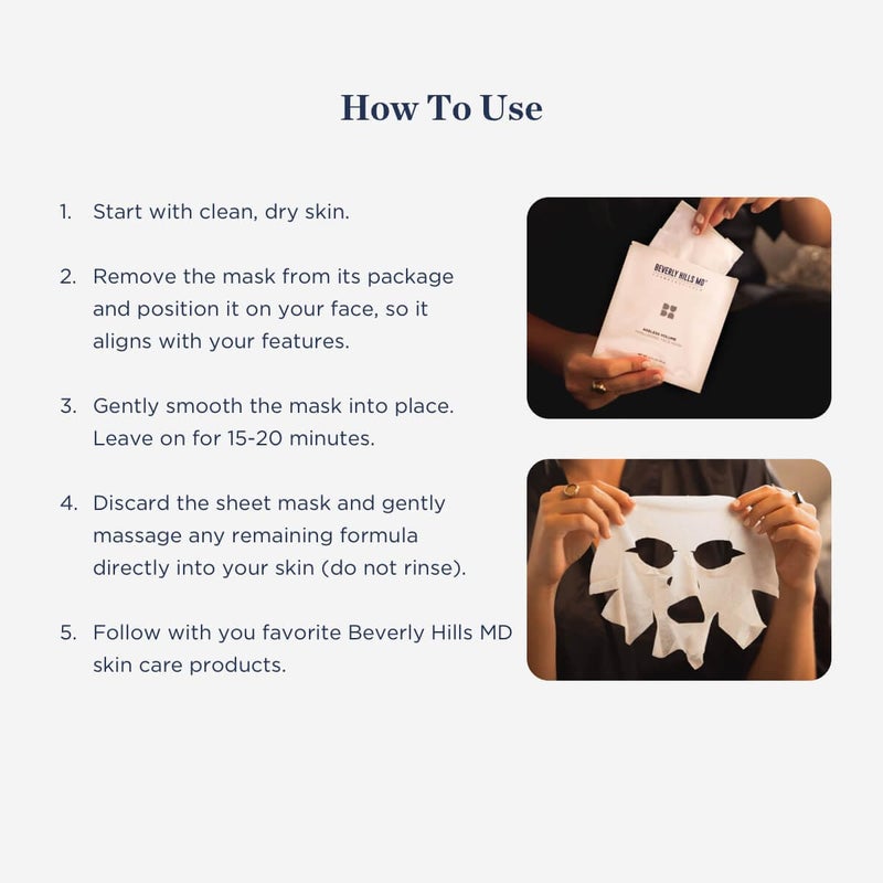 Beverly Hills MD Ageless Volume Hyaluronic Face Mask- Reduce Appearance of Wrinkles, Anti Aging Formula for Plump, Moisturized Skin- 8 Pack- Hydrating & Firming Gentle Sheet Mask - Image 4