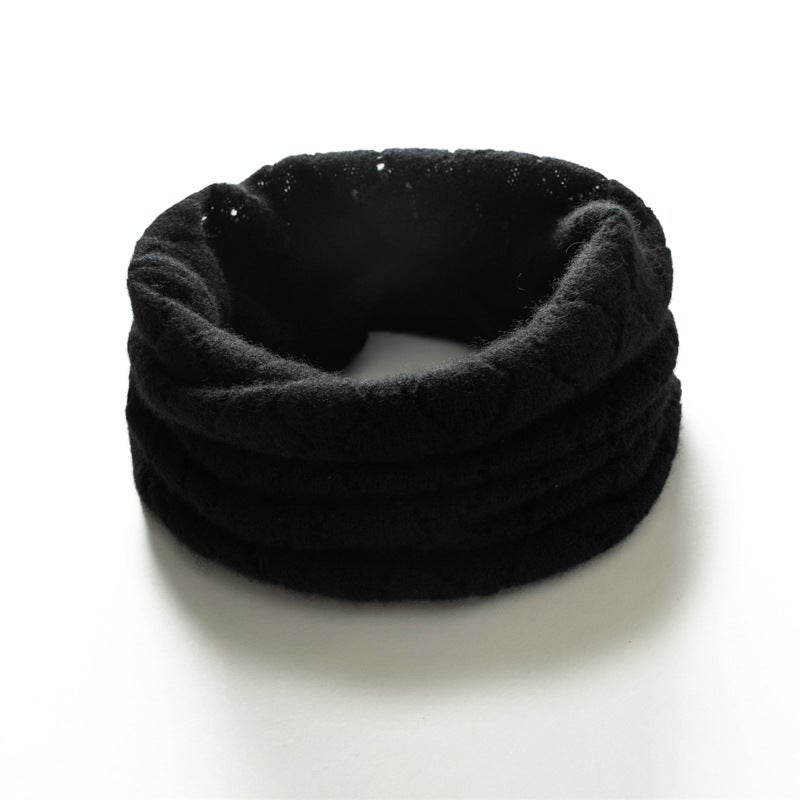 Knitted Cashmere Neck Gaiter Scarf Thin Hollow Out Design, Neck Protection, Warm Winter Accessory Unisex, 38x23cm - Image 1