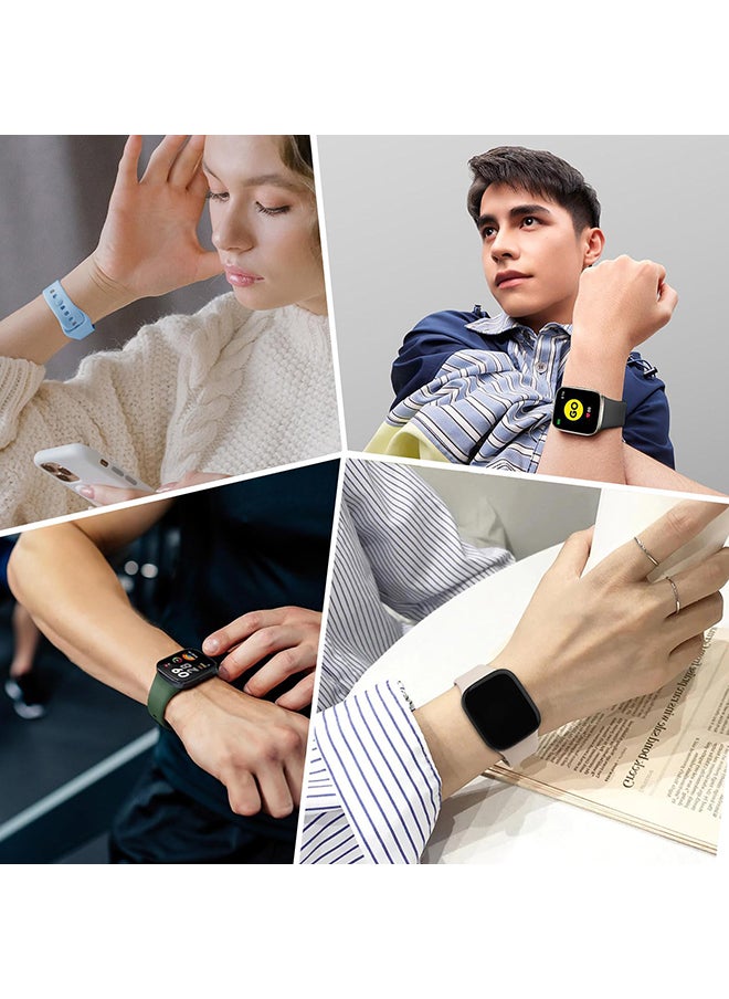 O Ozone (Pack of 5) Silicone Straps For Redmi Watch 3 Active/Redmi Watch 3 Lite Band + Watch Case for Women Men- Black/Dark Green/Dark Blue/Ivory/Pink  - Image 4