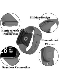 O Ozone (Pack of 5) Silicone Straps For Redmi Watch 3 Active/Redmi Watch 3 Lite Band + Watch Case for Women Men- Black/Dark Green/Dark Blue/Ivory/Pink  - Image 2
