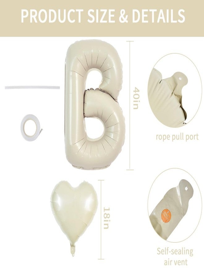 TONIFUL 40 Inch Large Cream White Balloons, Giant Jumbo Helium Foil Mylar Big Balloons Banner for Wedding Marriage Bridal Shower Engagement Bride To Be Party Decorations and Supplies - Image 2