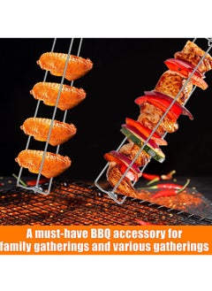 Excefore Chicken Wing BBQ Fork Set, 4Pcs U-Shape Design Grilling Forks for Clamping Wing Rails, Flat BBQ Grilling Tool Set for Outdoor Picnic and Camping  - Image 2