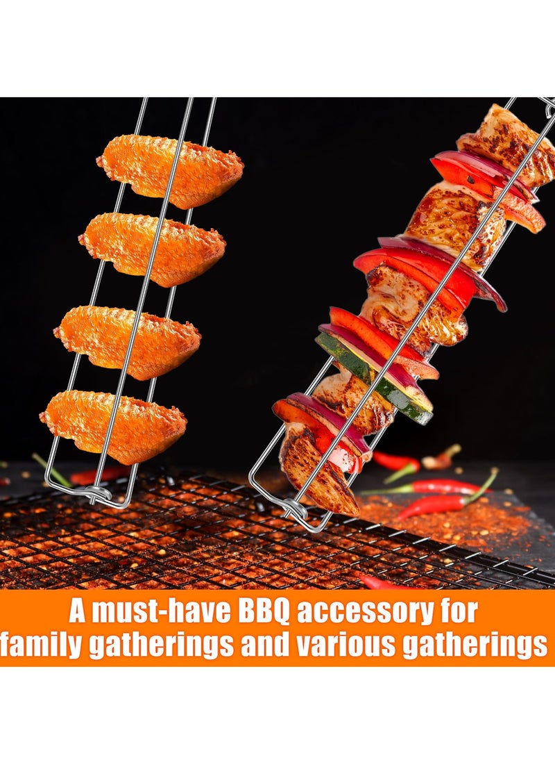 Excefore Chicken Wing BBQ Fork Set, 4Pcs U-Shape Design Grilling Forks for Clamping Wing Rails, Flat BBQ Grilling Tool Set for Outdoor Picnic and Camping  - Image 2