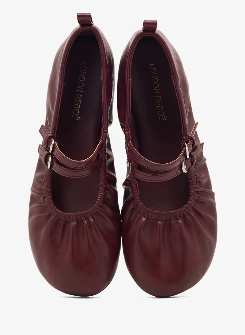 London Rebel BURGUNDY PU Mia Ballet Flats for Women | Best Price UAE