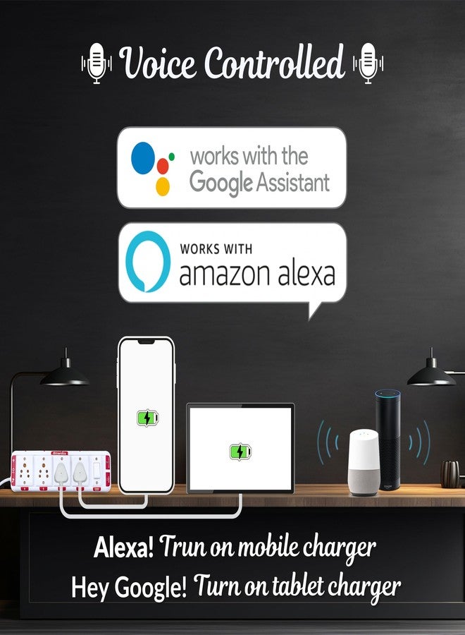 Amonics لوحة مقبس طاقة رباعية الاتجاهات من Amonics مزودة بتقنية Wi-Fi الذكية، ومساعد Alexa، وجهاز تحكم عن بعد، مناسبة لأتمتة الأجهزة المنزلية والتحكم بها عن بعد، مع جهاز تحكم عن بعد (طول الكابل: 3 أمتار). - Image 3