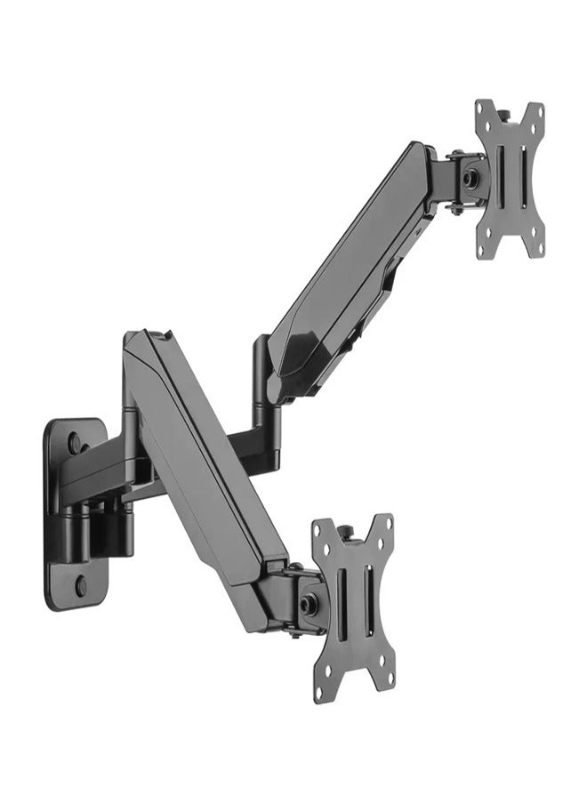 Skill Tech SH 1014H Dual Monitor Elemental Wall-Mounted Gas Spring Monitor Arm for 17"-32" Screens, VESA 100x100, 18kg Load Capacity – Black  - Image 1