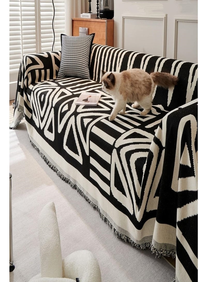 VarioNest 180*180CM Double Sided Chenille Sofa Cover, Stylish Sofa Cover, Chenille Furniture Sofa Cover Towel, Four Seasons Chenille Sofa Cover Available Both Sides - Image 1
