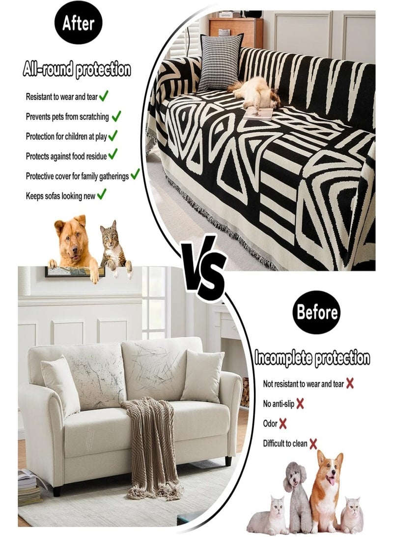 VarioNest 180*180CM Double Sided Chenille Sofa Cover, Stylish Sofa Cover, Chenille Furniture Sofa Cover Towel, Four Seasons Chenille Sofa Cover Available Both Sides - Image 3