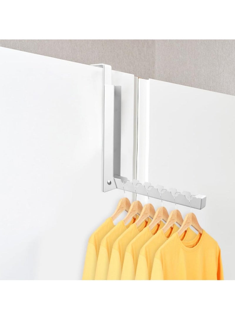 2 Pack Over The Door Hooks Hanger, Collapsible Folding Over The Door Organizer Rack, with 6 Groves for Hanging Clothes Space Saving Iron, for Clothes, Coats, Towels for Bedroom Bathroom (White) - Image 5