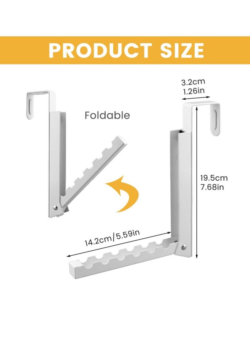 2 Pack Over The Door Hooks Hanger, Collapsible Folding Over The Door Organizer Rack, with 6 Groves for Hanging Clothes Space Saving Iron, for Clothes, Coats, Towels for Bedroom Bathroom (White) - Image 4