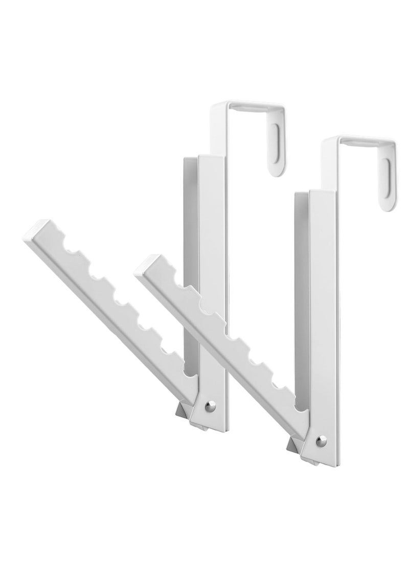 2 Pack Over The Door Hooks Hanger, Collapsible Folding Over The Door Organizer Rack, with 6 Groves for Hanging Clothes Space Saving Iron, for Clothes, Coats, Towels for Bedroom Bathroom (White) - Image 2