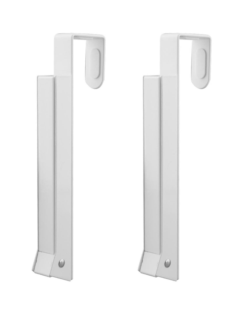 2 Pack Over The Door Hooks Hanger, Collapsible Folding Over The Door Organizer Rack, with 6 Groves for Hanging Clothes Space Saving Iron, for Clothes, Coats, Towels for Bedroom Bathroom (White) - Image 1