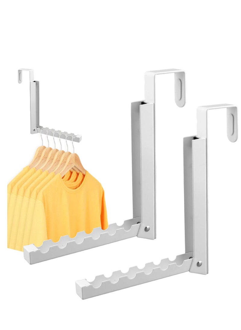 2 Pack Over The Door Hooks Hanger, Collapsible Folding Over The Door Organizer Rack, with 6 Groves for Hanging Clothes Space Saving Iron, for Clothes, Coats, Towels for Bedroom Bathroom (White) - Image 3
