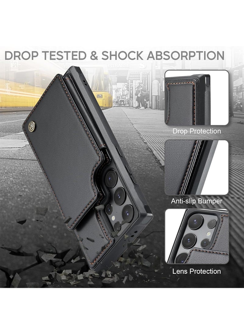 Aookay for Samsung Galaxy S25 Ultra Case with Card Holder, for Samsung S25 Ultra Wallet Case for Women Men with RFID Blocking, Durable Kickstand Shockproof Case for Galaxy S25 Ultra 5G (Black)  - Image 5