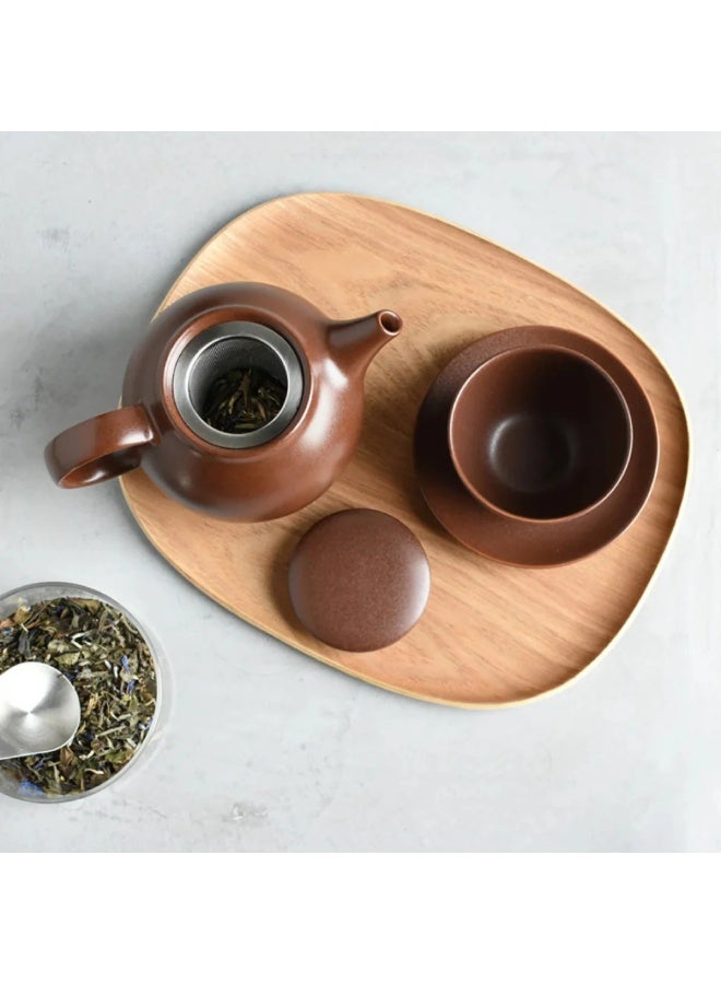 Kinto PEBBLE Porcelain Coffee Cup and Saucer Set Brown 180ml - Image 3