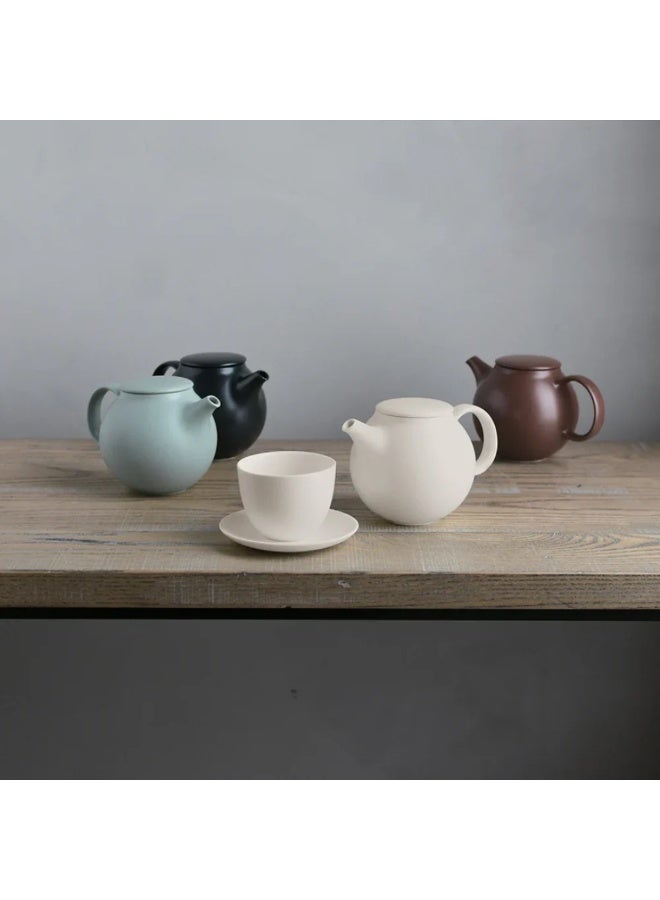 Kinto PEBBLE Porcelain Coffee Cup and Saucer Set Brown 180ml - Image 2