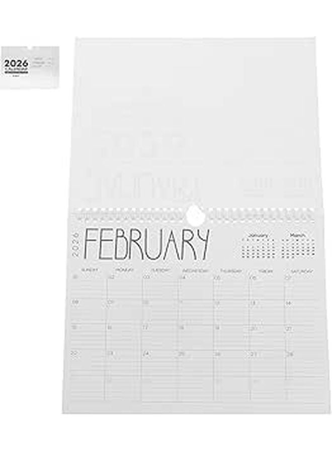 2026 Wall Calendar 12 Month Hanging Planner With Twin Wire Binding International Holidays - Image 1